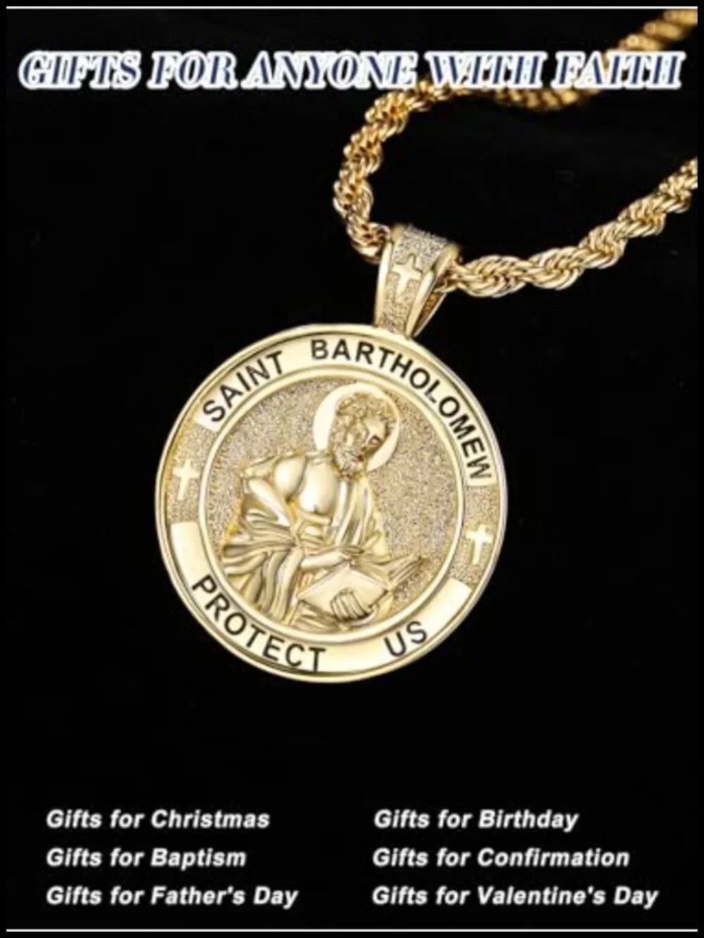 14K Gold Plated Saint Dymphna Pendant Necklace Catholic Religious Gift with